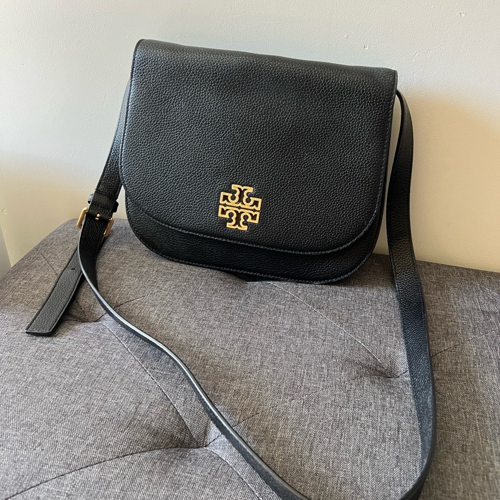 Tory Burch Black Crossbody Bag with Gold Logo